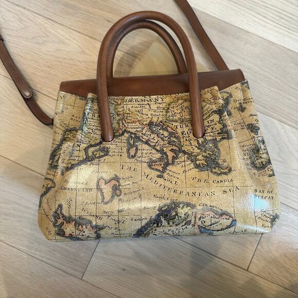 Patricia Nash Notley Satchel Leather European Map Collection Handbag Purse NWT - Picture 3 of 8